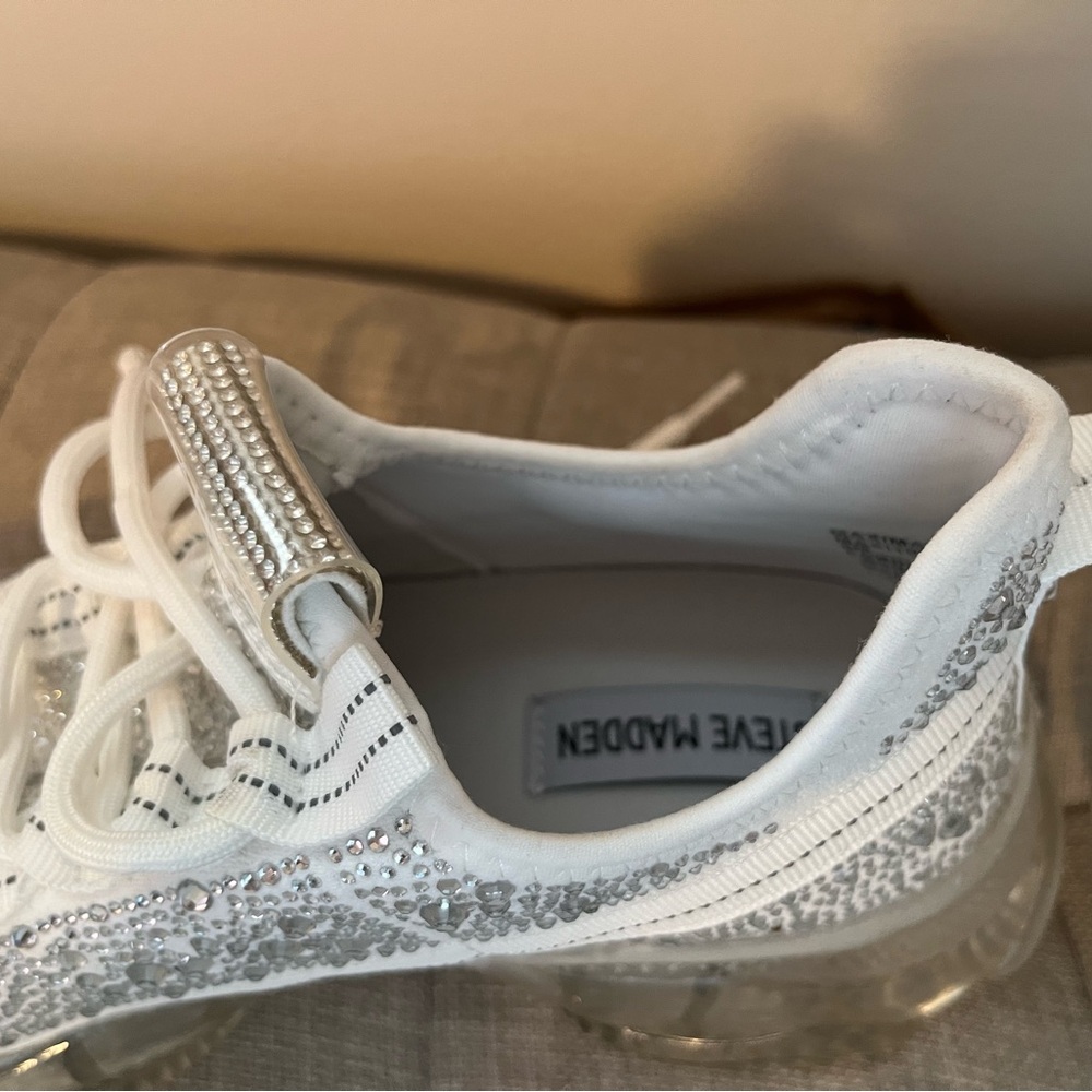 Steve Madden White Rhinestone Sneakers - Picture 4 of 12